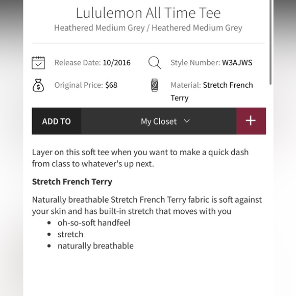 Lululemon All Time Tee - Picture 4 of 11